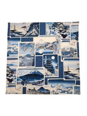 Gascoigne Hand Stitched Japanese Cotton Pocket Square Blue White Men's